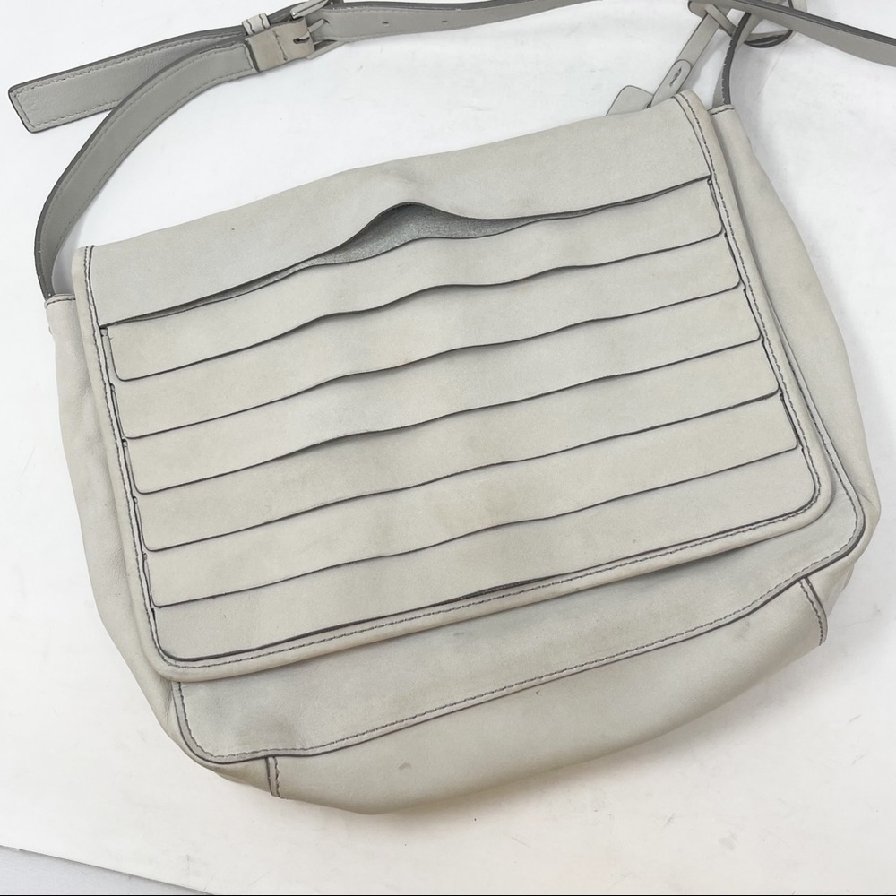 COLE HAAN MARIA SHARAPOVA Women’s Gray Cross Body Flap Front Leather Bag Purse